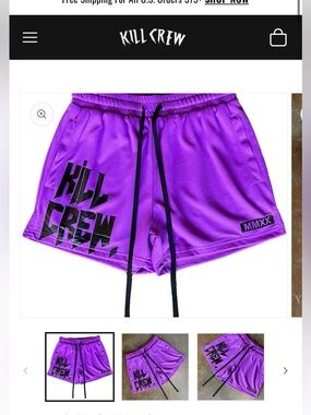 Kill Crew MUAY THAI SHORTS (MID THIGH CUT) - PURPLE- Small